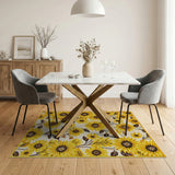 Vibrant Yellow Sunflower Meadow Area Rug