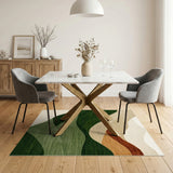 Green Abstract Hills Washable Area Rug