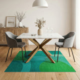 Teal Green Overlapping Circles Geometric Area Rug