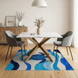 Sea Turtle Ocean Waves Blue Area Rug