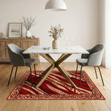 Red Abstract Wave Abstract Area Rug