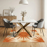 Radiant Orange Sunburst Geometric Rug
