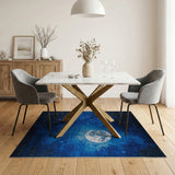 Starry Night Full Moon Blue Area Rug