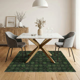 Green Floral Vintage Diamond Area Rug