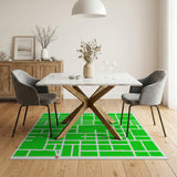 Vibrant Green Geometric City Grid Rug