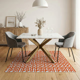 Bold Orange Geometric Abstract Orange Area Rug