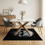 Geometric Skull Black White Area Rug