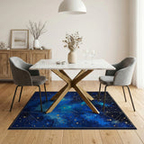 Starry Cosmos Blue Geometric Area Rug