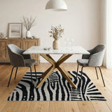 Bold Black White Zebra Print Area Rug