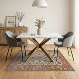 Pink Gold Floral Persian Area Rug
