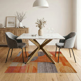 Bold Geometric Orange Area Rug