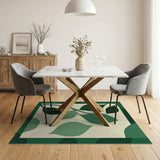Bold Green Leaves Abstract Area Rug