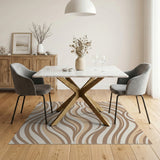 Abstract Area Wavy Beige Abstract Area Rug