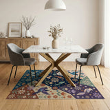 Whimsical Patchwork Birds Blooms Boho Rug