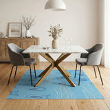 Playful Blue Fin Waves Coastal Area Rug