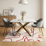 Red Swirl Abstract Washable Area Rug