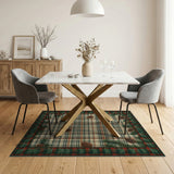 Festive Plaid Area Rug with Pinecones Evergreens