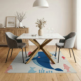 Whimsical Whale Colorful Fish Kids Area Rug
