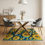 Multi-color and Patterns Vibrant Yellow Sunflower Area Rug