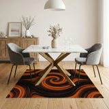 Orange Vortex Swirl Area Rug