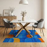 Blue and Teal Geometric Modern Bold Blue Geometric Abstract Area Rug