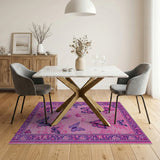 Pink Butterfly Floral Area Rug