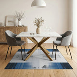 Navy Blue Zigzag Geometric Area Rug