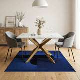 Modern Navy Blue Geometric Arch Rug