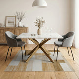 Tan Beige Geometric Block Area Rug
