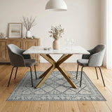 Blue and Teal Blue Teal Geometric Heritage Tribal Rug