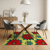 Multi-color and Patterns Red Poinsettia Floral Area Rug