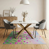 Vibrant Pink Daisy Meadow Area Rug