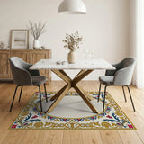 Ornate Gold Blue Persian Border Area Rug