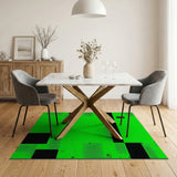 Vibrant Green Black Geometric Area Rug