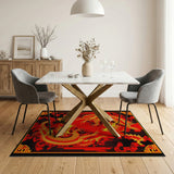 Majestic Golden Dragons Red Area Rug