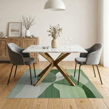 ODIKA Washable Green Abstract Organic Shape Area Rug - Low Pile & Non-Slip