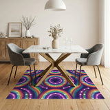 Neon Rainbow Orbit Area Rug