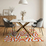 Vibrant Orange Wavy Abstract Area Rug