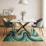 Abstract Area Green Fluid Green Wave Abstract Area Rug