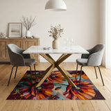 Vibrant Orange Poppy Blooms Area Rug