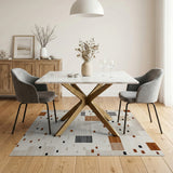 Abstract Geometric Beige Neutral Area Rug
