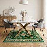 Green Floral Vintage Lucky Shamrock Green Area Rug