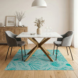 Teal Coral Reef Dolphin Area Rug