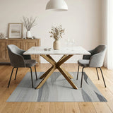 Grey Abstract Wave Layered Area Rug