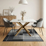 Geometric Modern Black and White Modern Geometric Grid Black White Area Rug