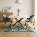 Teal Medallion Oriental Area Rug