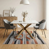 Abstract Wavy Orange Grey Area Rug