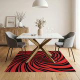 Hypnotic Red Black Spiral Vortex Area Rug