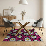 Vibrant Pink Daisy Polka Dot Area Rug