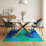 Fluid Ocean Waves Blue Teal Area Rug